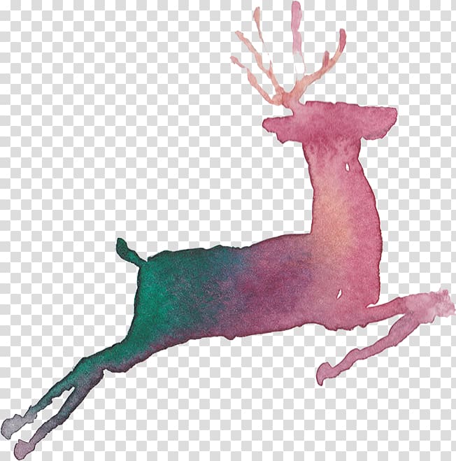 Reindeer Gazelle, Painted deer running transparent background PNG clipart