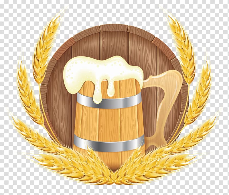 beer mug logo, Beer Food Keg, Oktoberfest Beer Barrel Mug and Wheat transparent background PNG clipart