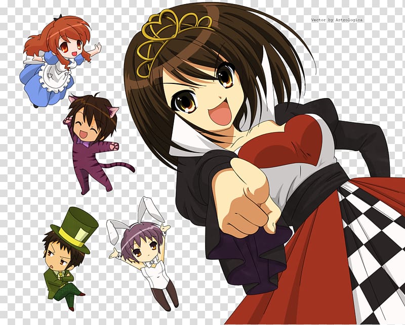 Mikuru Asahina Itsuki Koizumi Yuki Nagato Kyon Haruhi Suzumiya, Anime transparent background PNG clipart