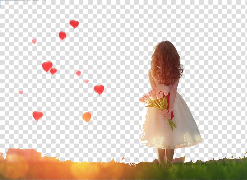 girl holding pink tulips, Love Romance Girl Happiness Heart, little girl transparent background PNG clipart