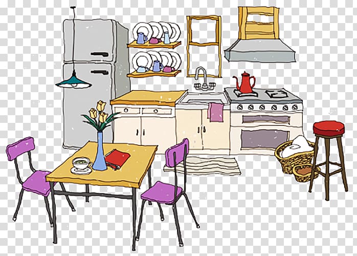Kitchen , Hand-painted kitchen transparent background PNG clipart