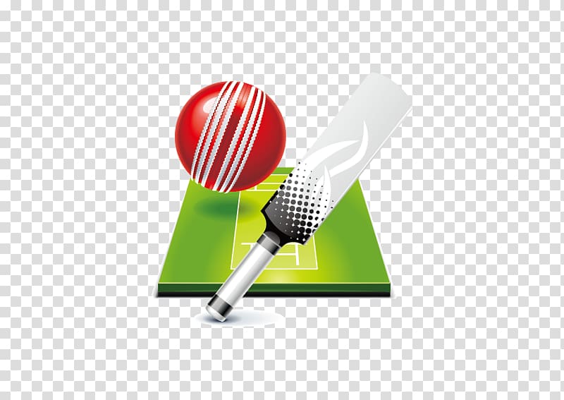 gray cricket bat, red cricket ball, and green cricket field illustration, Cricket Ball Batting Racket Tennis, cricket transparent background PNG clipart