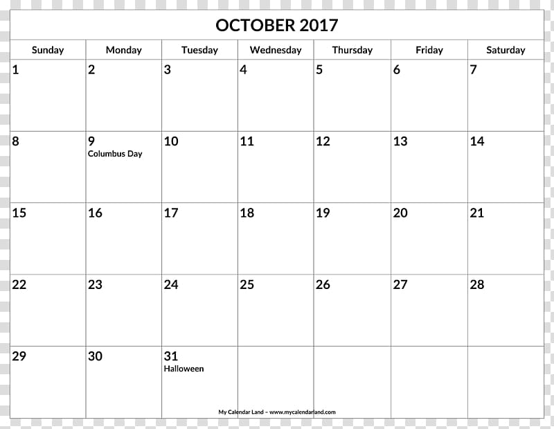 Online calendar 0 Month Template, Monthly Calendar transparent background PNG clipart