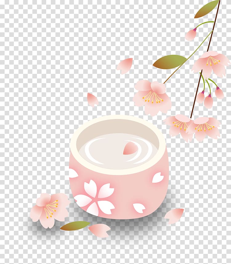 Alcoholic drink Pink Hanami, sakura flower transparent background PNG clipart