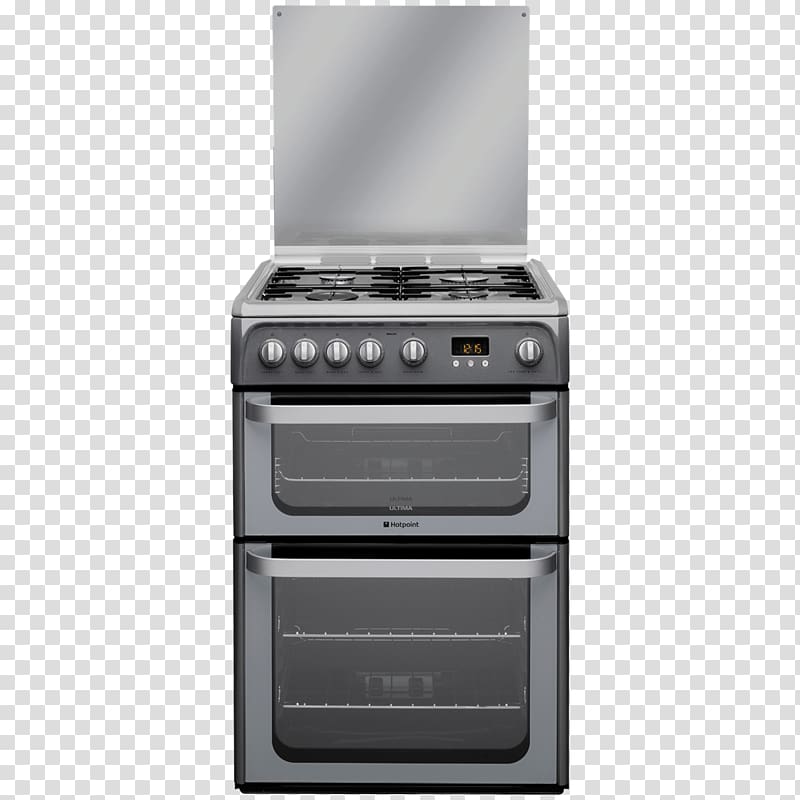 Gas stove Hotpoint Ultima HUG61 Hotpoint HUD61GS Dual Fuel Cooker, Oven transparent background PNG clipart