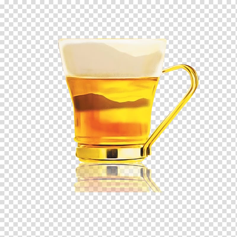 Beer glassware Cup Drink, Beer mug with reflection transparent background PNG clipart