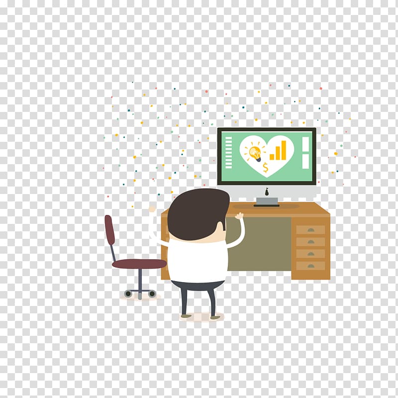 Business Illustration, color watching TV boy transparent background PNG clipart
