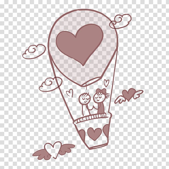 Love T-shirt Gift Illustration, Hot air balloon stick figure transparent background PNG clipart