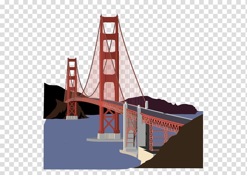 Golden Gate Bridge Sausalito San Simeon Yellowstone National Park, Hand-painted Nanpu Bridge transparent background PNG clipart