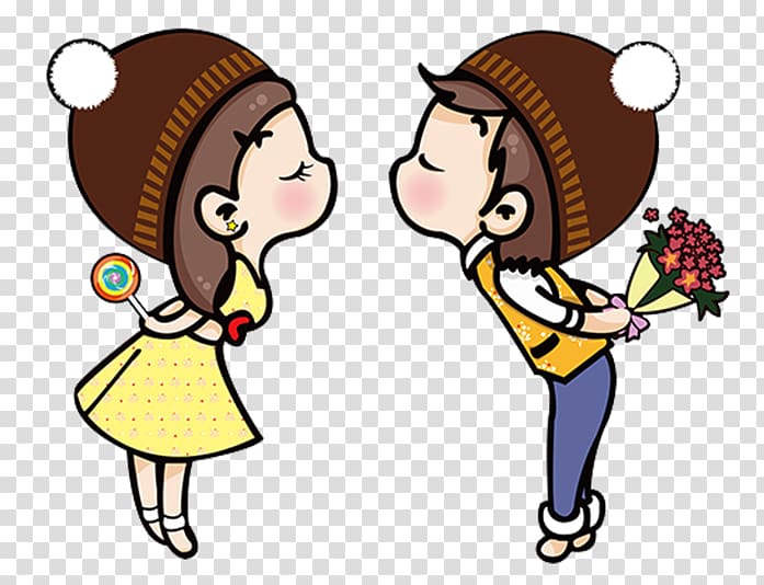 man and woman about to kiss , Cartoon Significant other couple Illustration, Cartoon couple transparent background PNG clipart