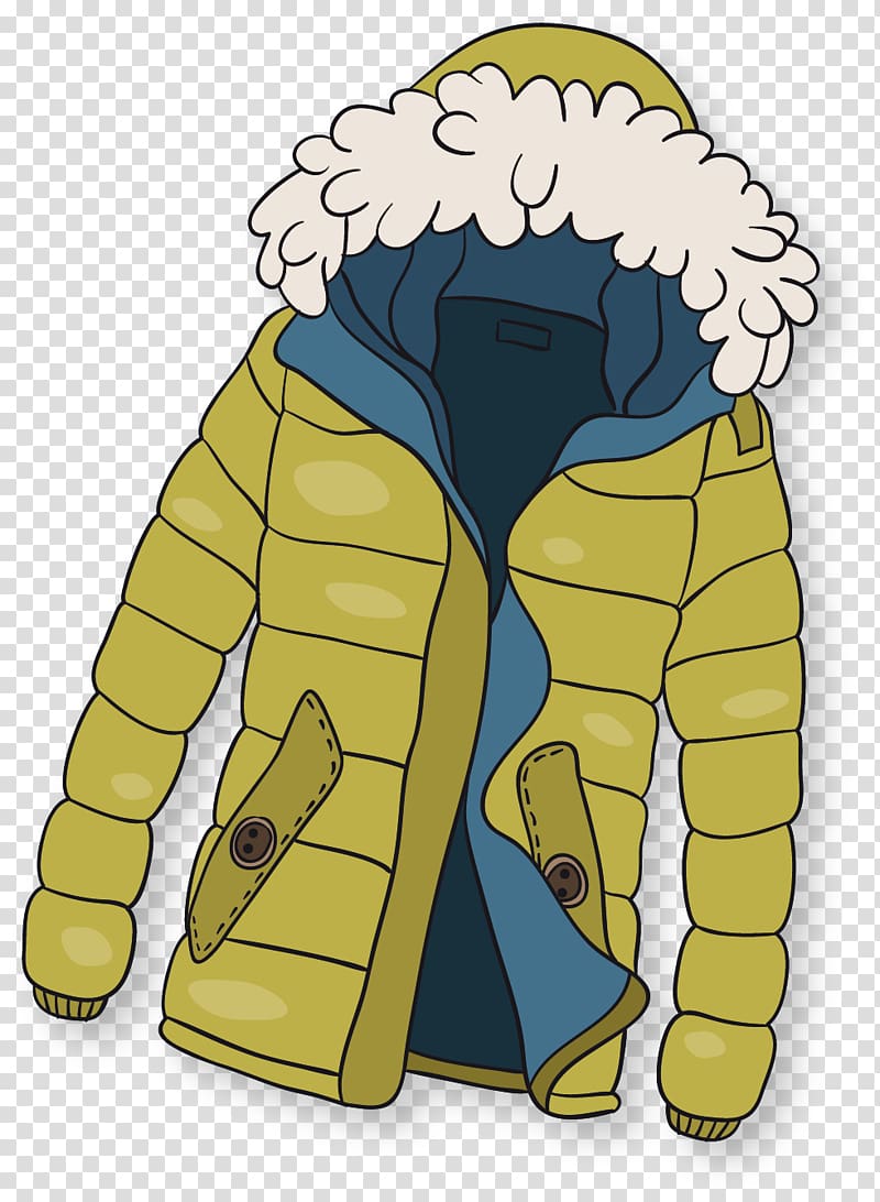 Yellow and blue parka jacket illustration, Winter clothing Winter ...