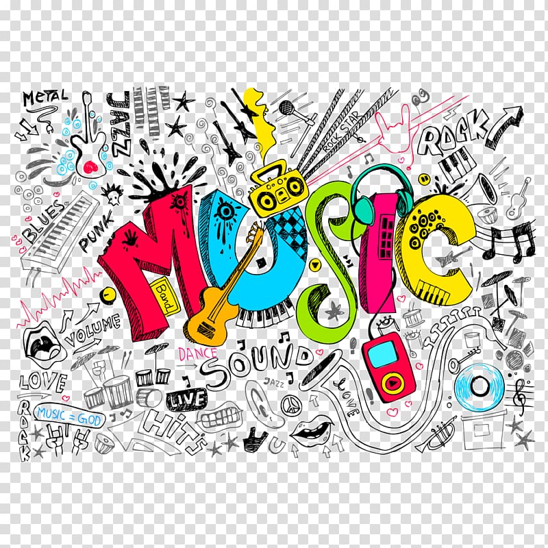 multi-colored music doddle, Music National Secondary School Education National Primary School, Note transparent background PNG clipart