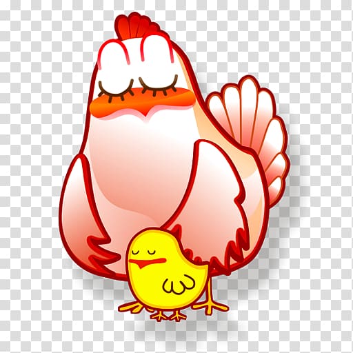 red hen and yellow chick , organ food bird illustration, Gallina transparent background PNG clipart