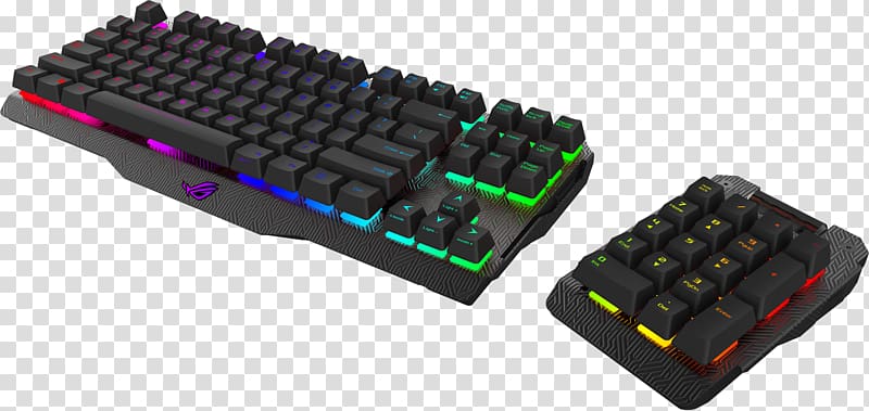 Computer keyboard 206 ASUS ROG Claymore Core German RGB color model ASUS ROG Claymore Keyboard 90MP00E0-B0UA00, rog transparent background PNG clipart