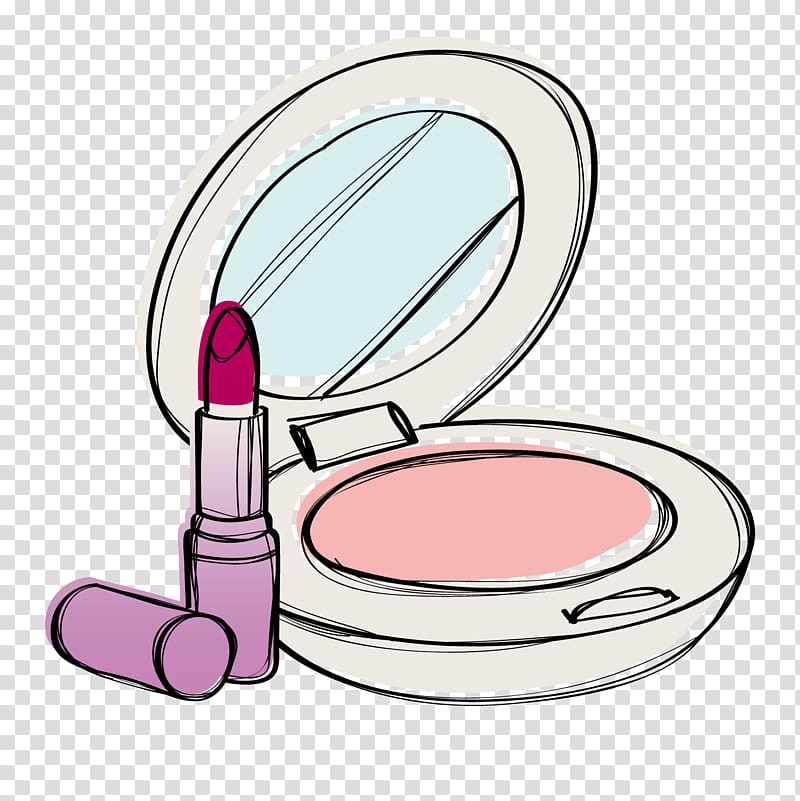 lipstick and compact powder illustration, Cosmetics Make-up Lipstick Foundation, Lady makeup transparent background PNG clipart