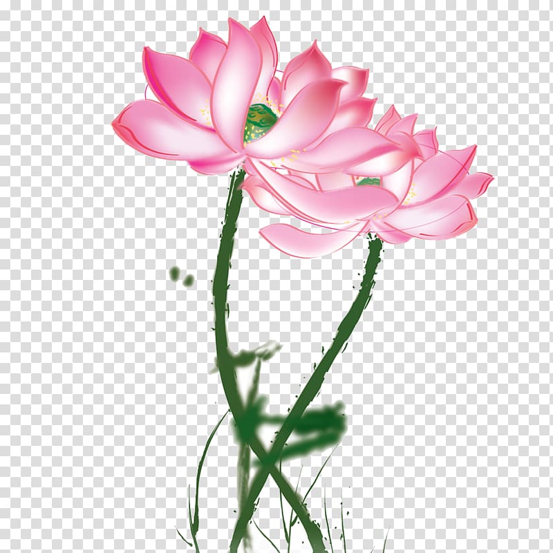 China Paper Ink wash painting, Lotus transparent background PNG clipart