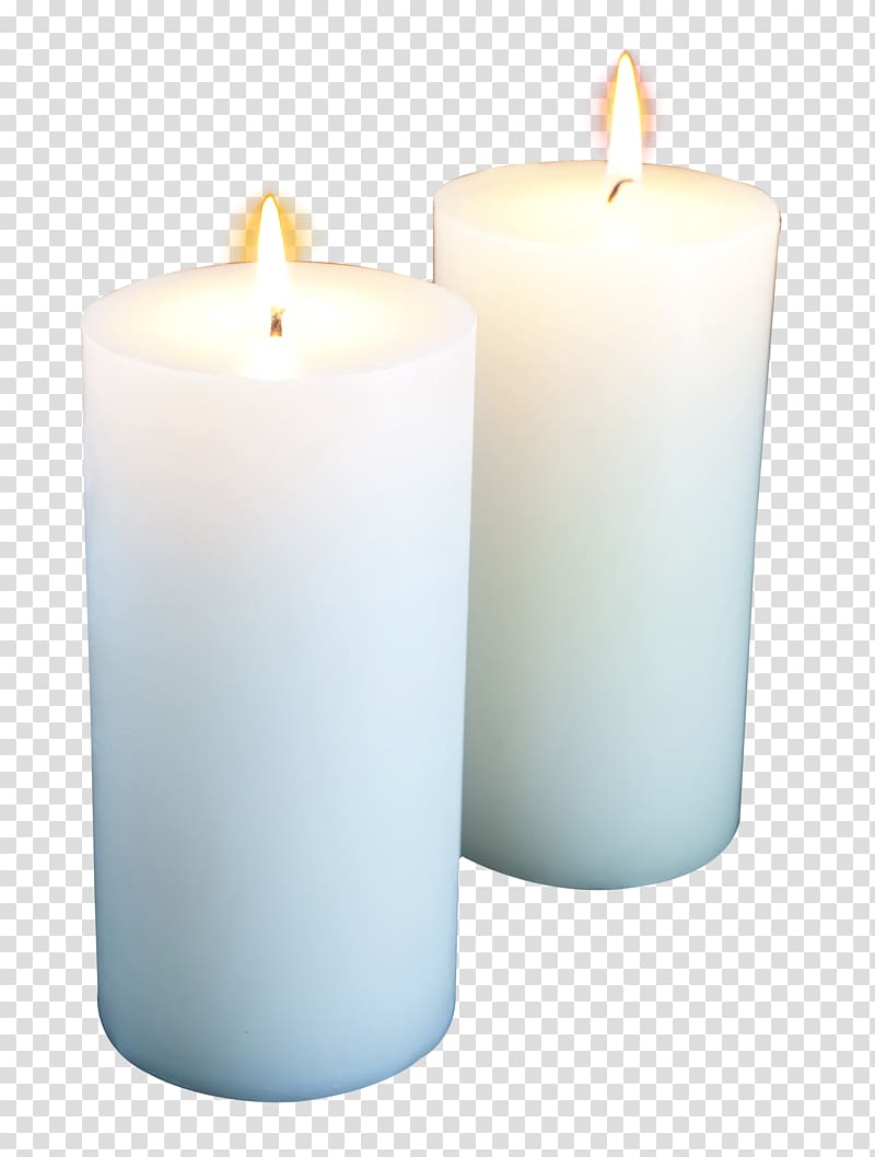 two white pillar candles, Light Candle, Candle transparent background PNG clipart