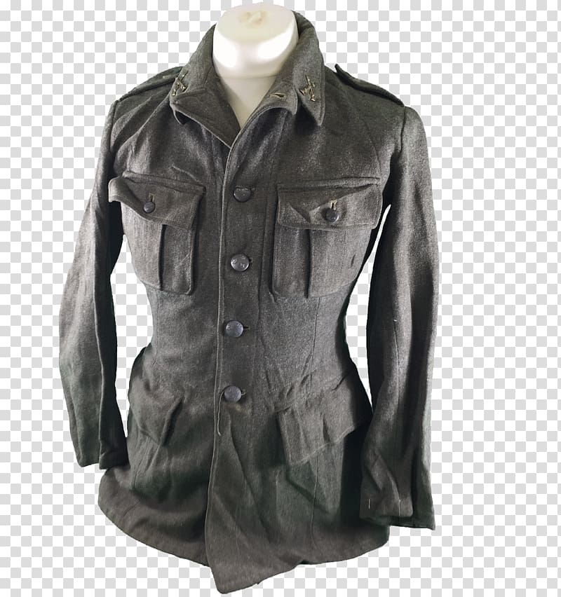Leather jacket, vintage military transparent background PNG clipart