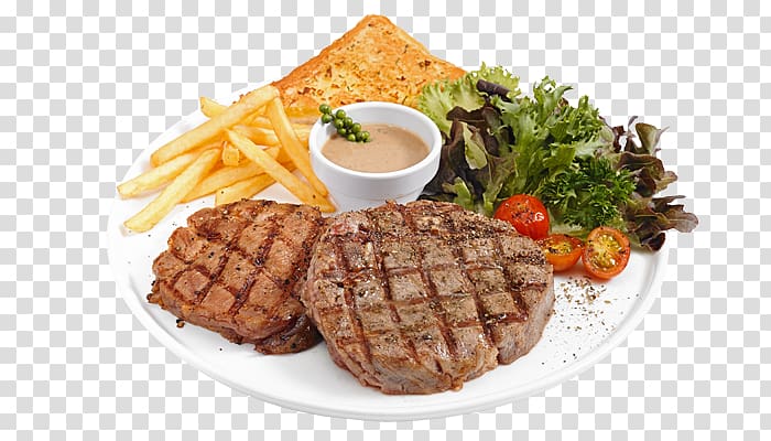 French fries Full breakfast Steak frites Jeffer Steak, pepper steak transparent background PNG clipart