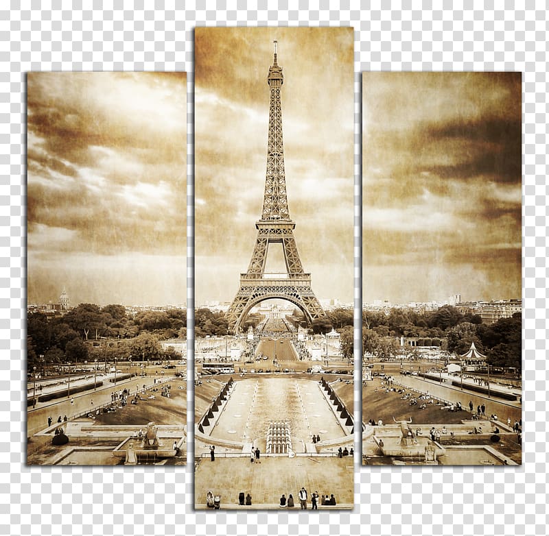 Eiffel Tower Arc de Triomphe Seine Painting, eiffel tower silhouette transparent background PNG clipart