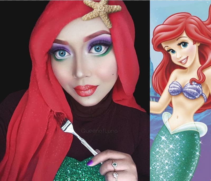 Elsa Princess Jasmine Hijab Make-up artist Disney Princess, Sarawati transparent background PNG clipart