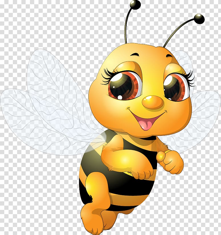 yellow and black bee illustration, Bee Beauty , Cute bee transparent background PNG clipart