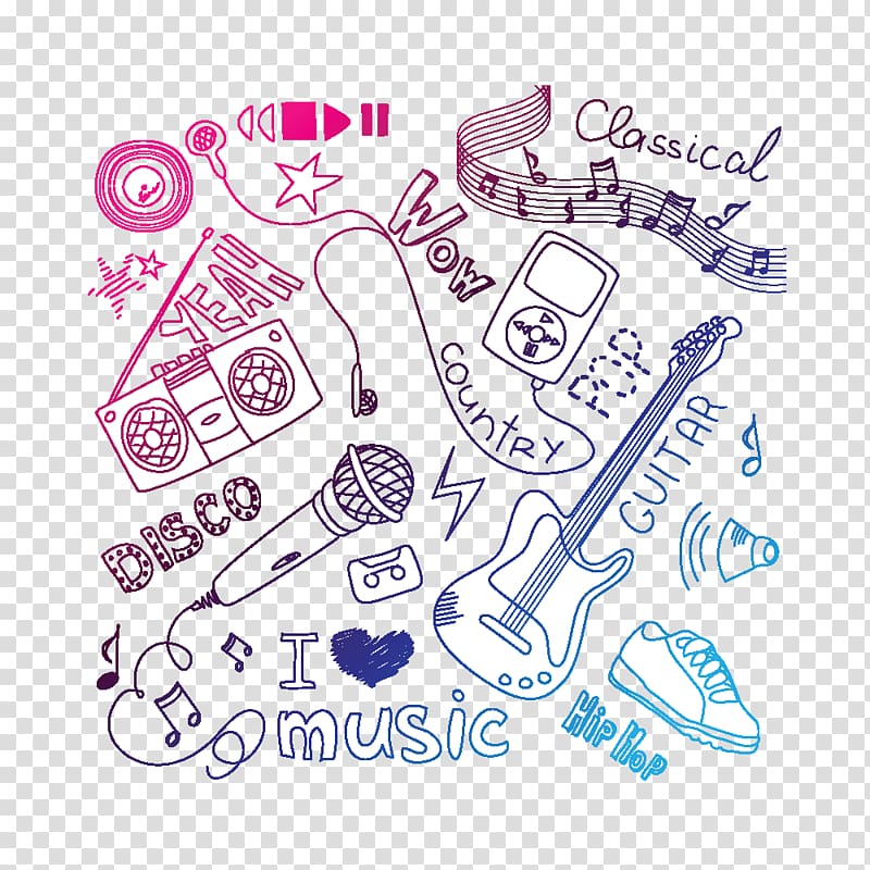 Music Doodle , Musical elements transparent background PNG clipart