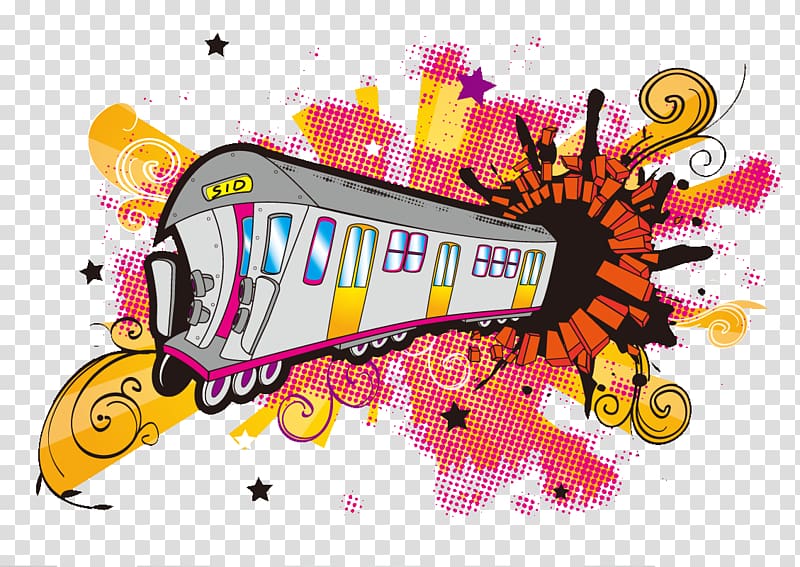 Train Rail transport Rapid transit Locomotive, Rock and roll subway car transparent background PNG clipart