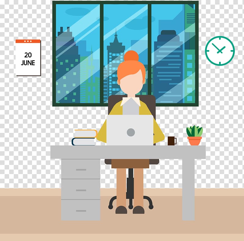 Desk Workplace Businessperson, Business Ms. serious work material transparent background PNG clipart