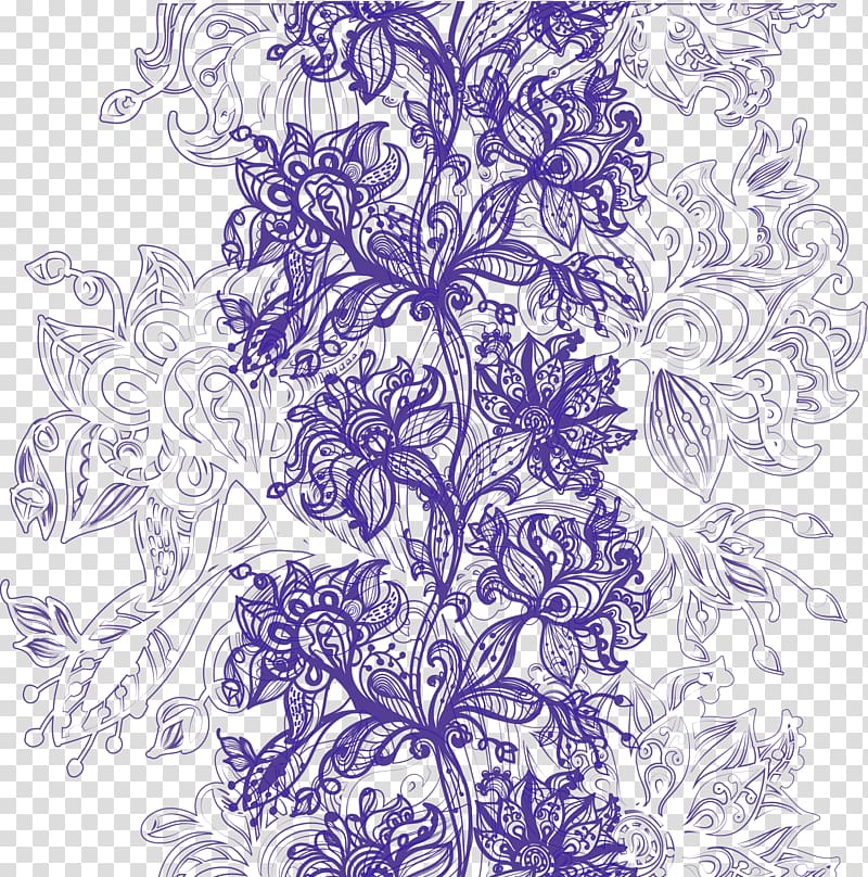 blue floral illustration, Lace Euclidean , Lace transparent background PNG clipart
