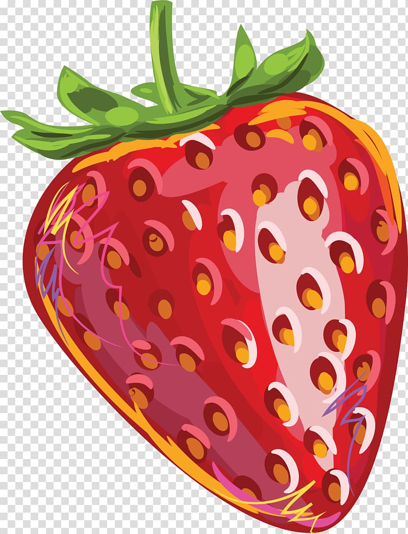 Strawberry Aedmaasikas Fruit Auglis, Red hand-painted strawberry transparent background PNG clipart