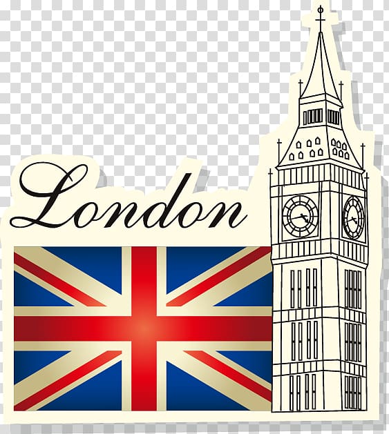 Big Ben , Flag of Great Britain United States Flag of the United Kingdom, British flag painted architectural pattern transparent background PNG clipart
