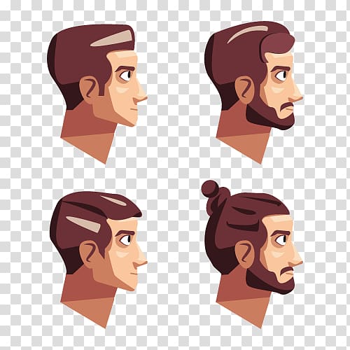 Hairstyle Euclidean Face Beard, man in profile transparent background PNG clipart