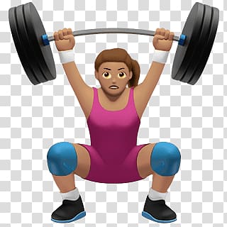 woman lifting barbell illustration, Body Builder Emoji transparent background PNG clipart