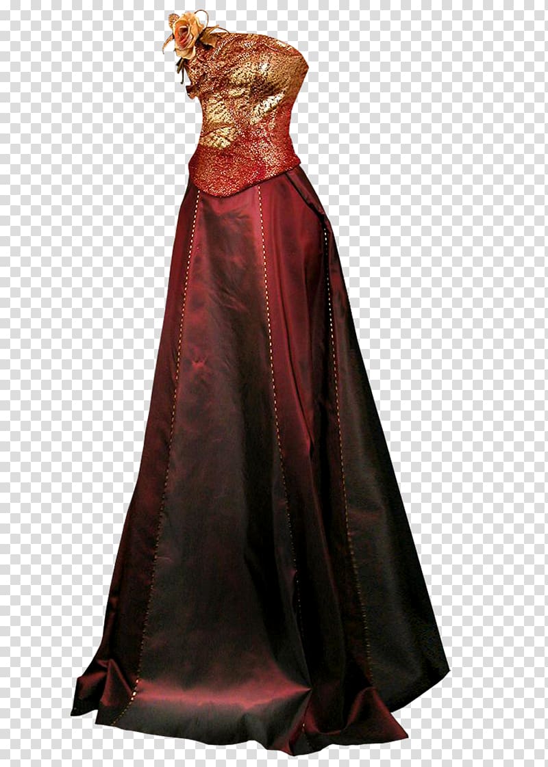 Gown Wedding dress Formal wear, Dark red evening dress transparent background PNG clipart