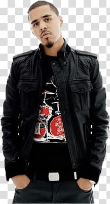 man wearing black jacket holding his pocket, J. Cole Jacket transparent background PNG clipart