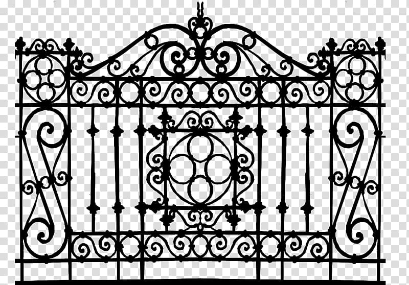 black metal gate illustration, Gate Wrought iron 3D computer graphics Deck railing, Wrought iron gates transparent background PNG clipart