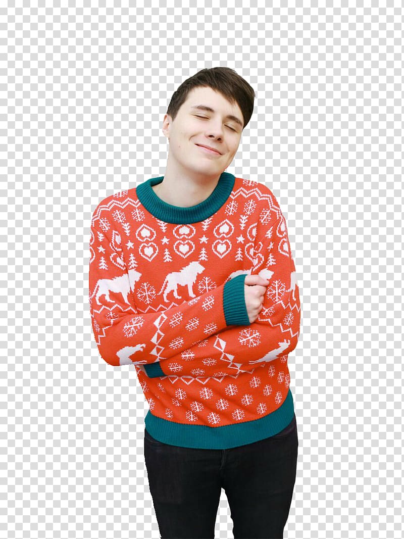 Dan Howell Dan and Phil Sweater Christmas jumper T-shirt, years transparent background PNG clipart
