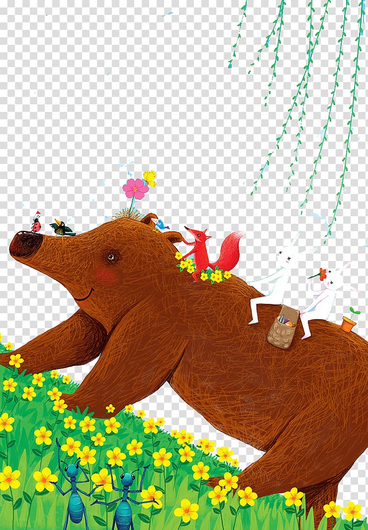 Cartoon Drawing Illustration, Forest Bear transparent background PNG clipart