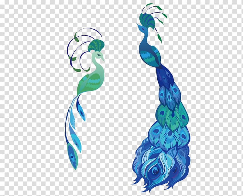 Blue Illustration, Blue Peacock material transparent background PNG clipart