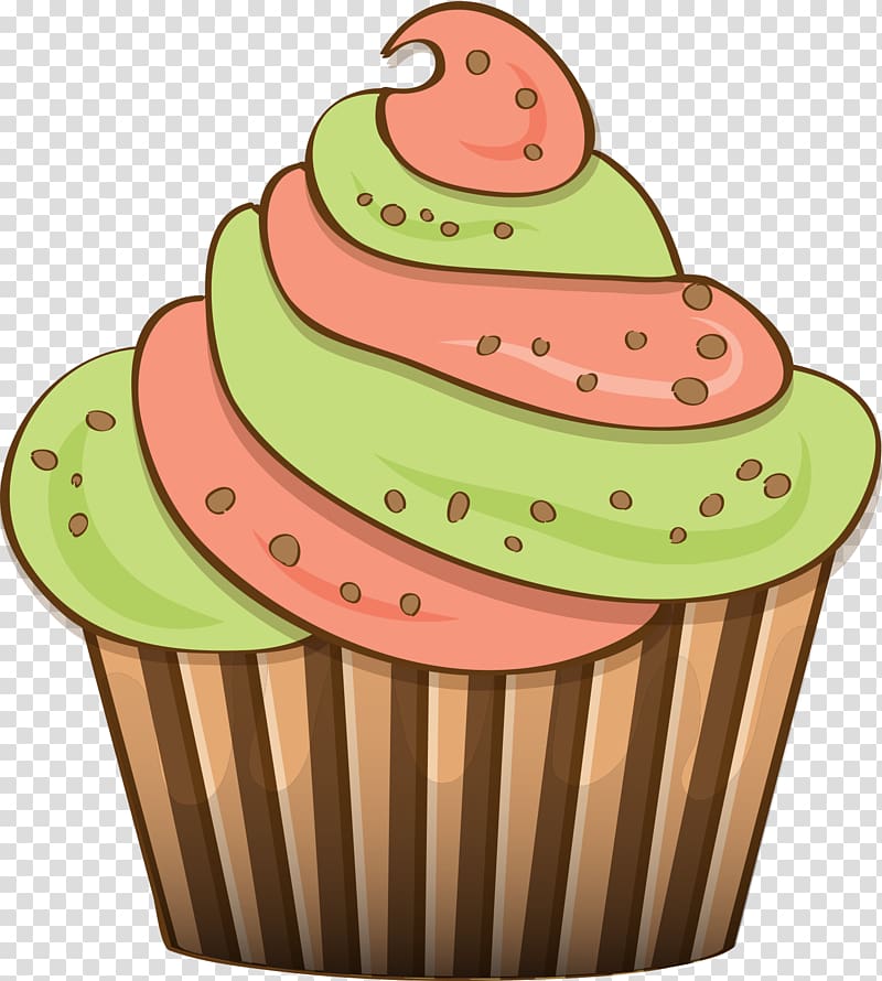 Cupcake Illustration, Color cartoon cake transparent background PNG clipart
