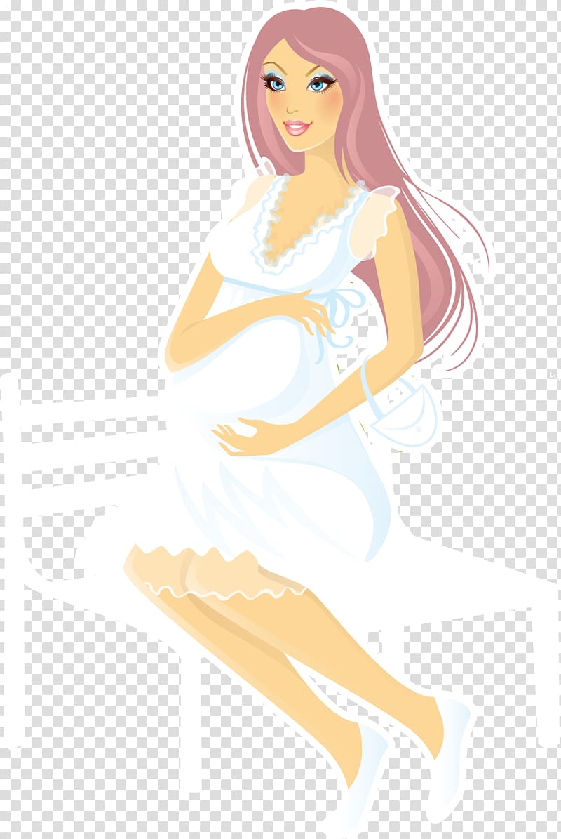 Pregnancy Illustration, pregnant woman sitting transparent background PNG clipart