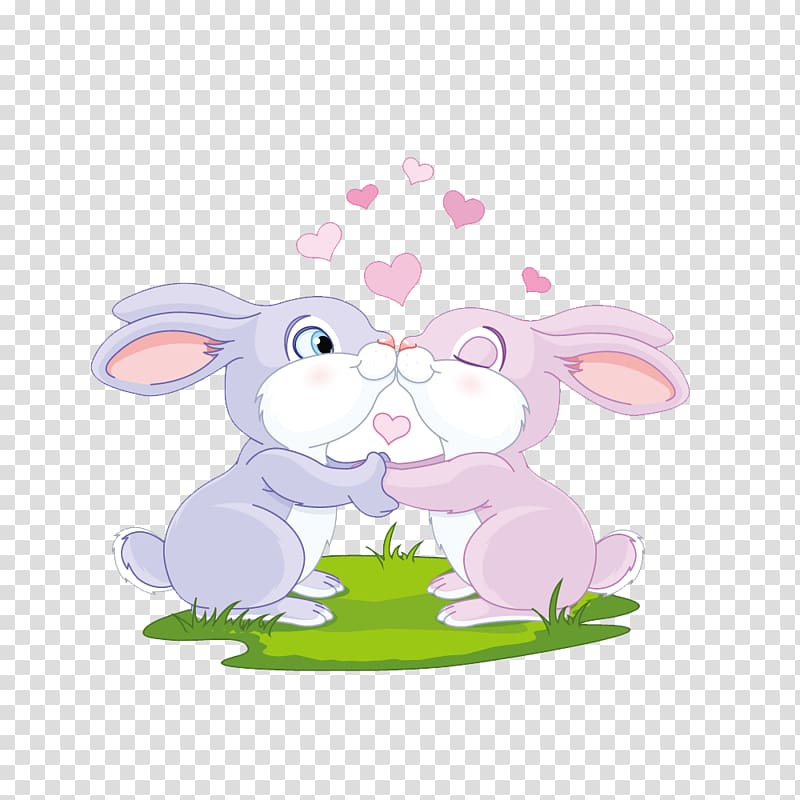 Rabbit Love Cartoon , Couple bunny transparent background PNG clipart