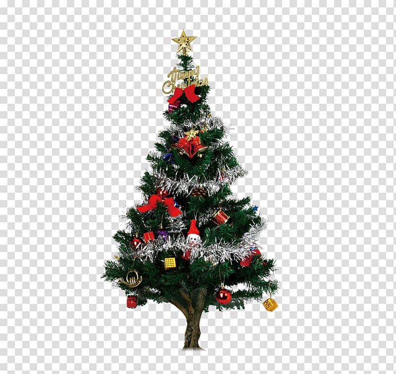 Santa Claus Artificial Christmas tree, Christmas tree covered with gifts transparent background PNG clipart