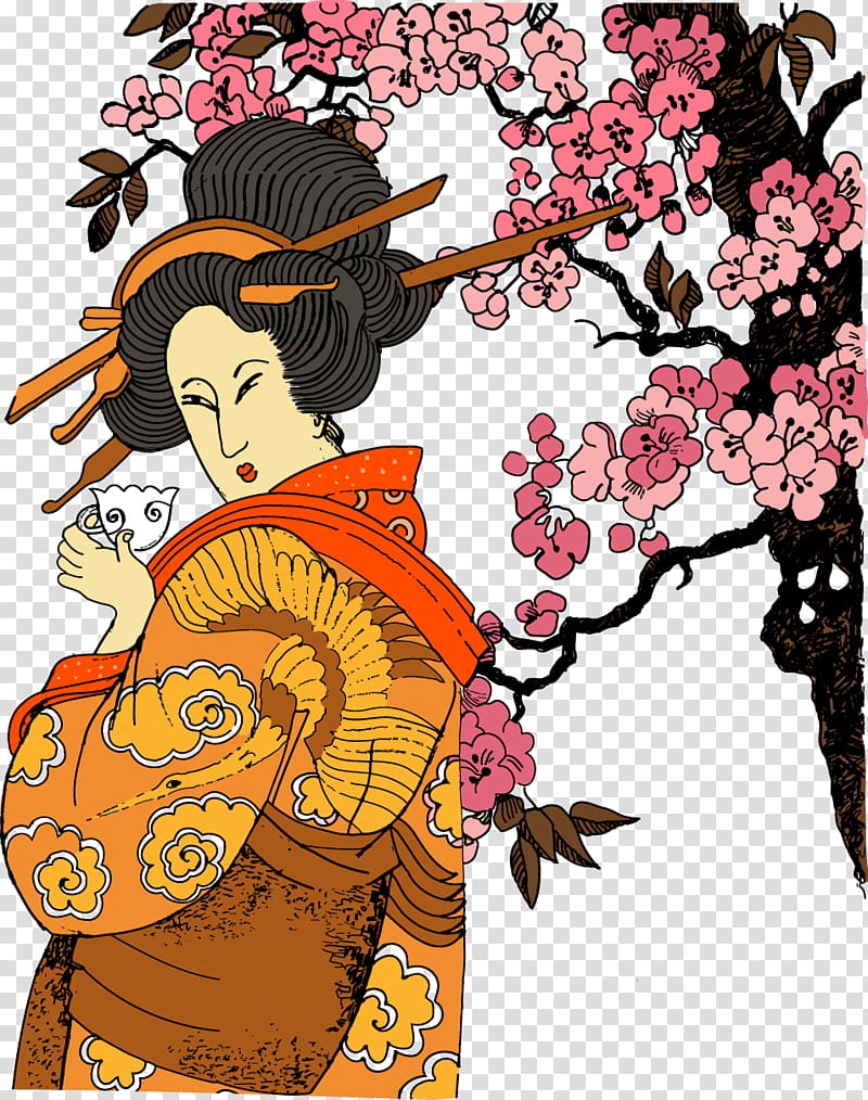 Japan Geisha Jidai Matsuri, Japanese geisha transparent background PNG clipart