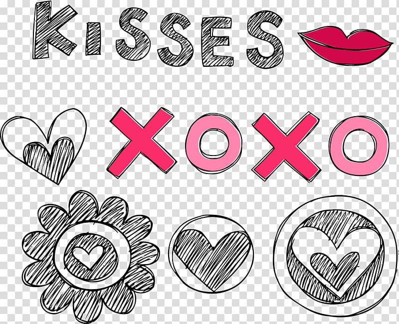 Love Paper Kiss, A variety of decorative elements transparent background PNG clipart