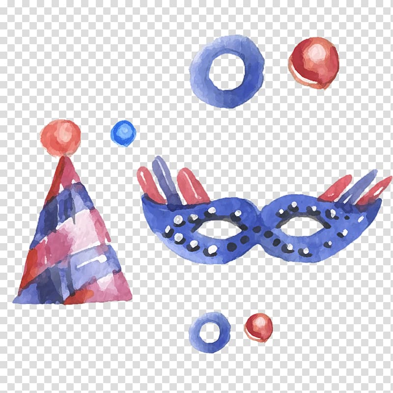 Circus Watercolor painting, Mask Hat transparent background PNG clipart