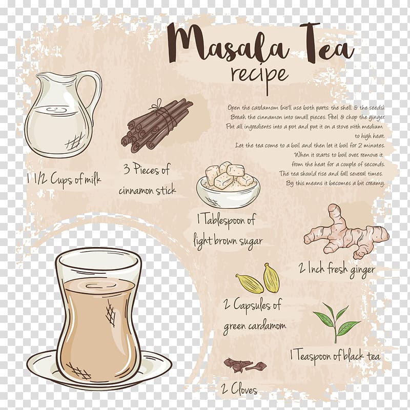 Tea Masala chai Recipe Illustration, Drinks single transparent background PNG clipart