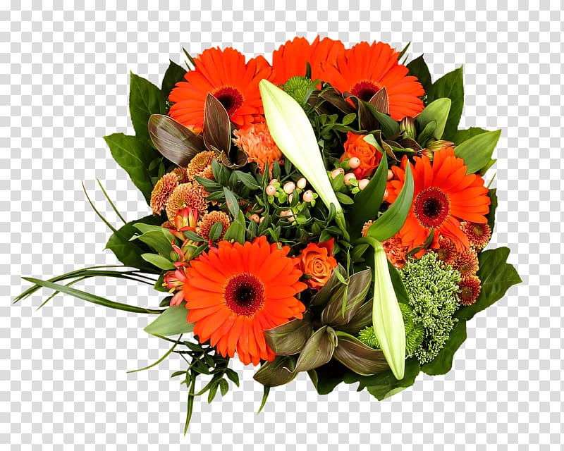 assorted-color petaled flowers, Orange and Green Birthday Bouquet transparent background PNG clipart