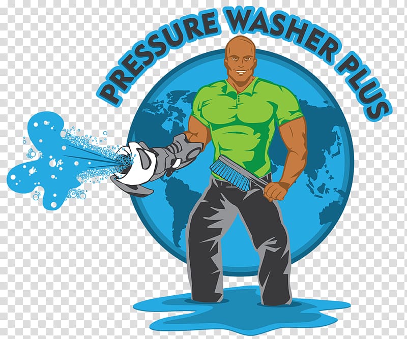 man pressure washing logo